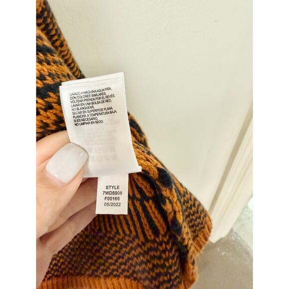 Lucky Brand Fair Isle Knit Open Cardigan Sweater Caramel/Black Women's Size M - Picture 4 of 6
